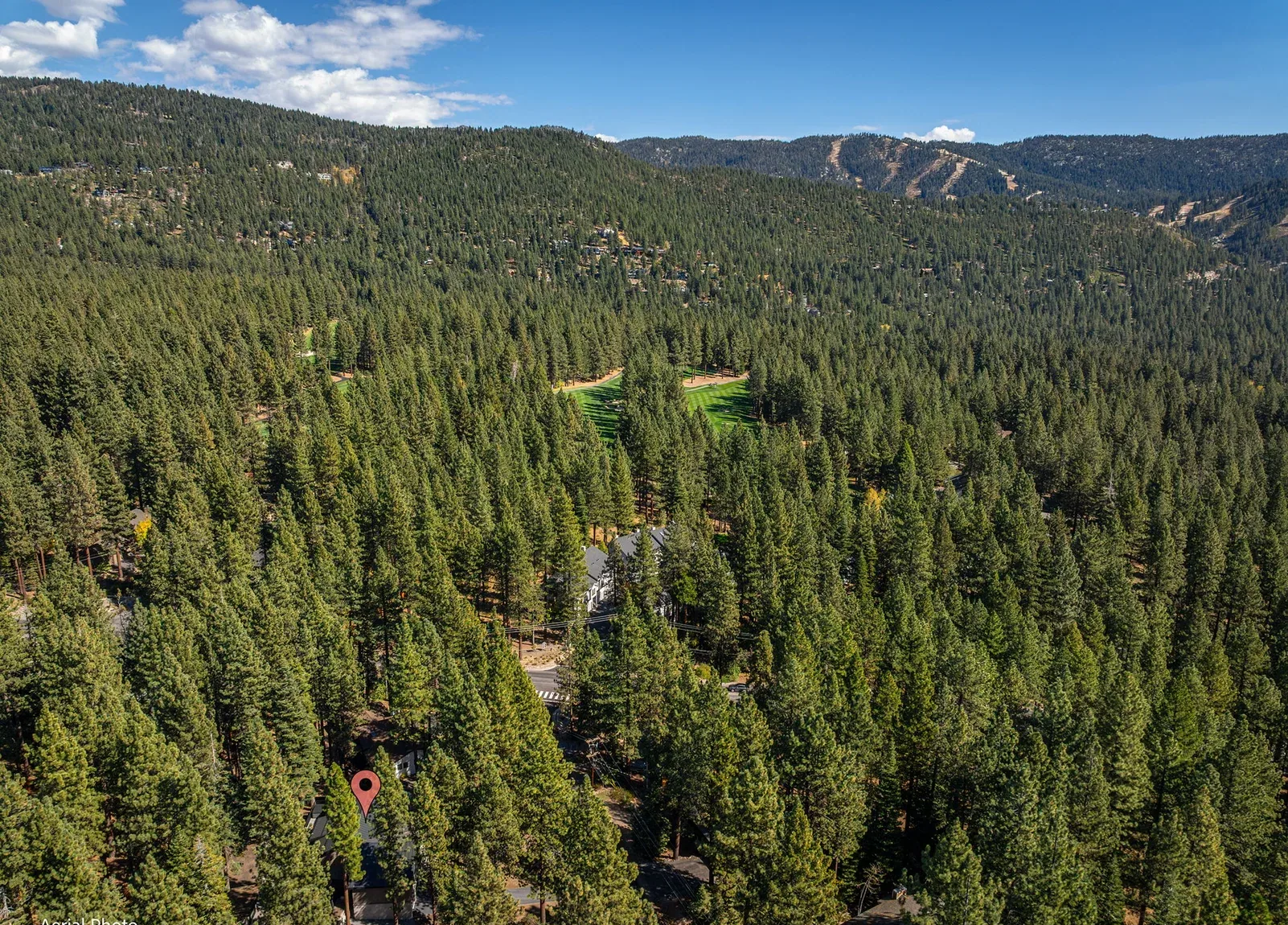 Additional aerial view of the Incline Village neighborhood and surrounding forest