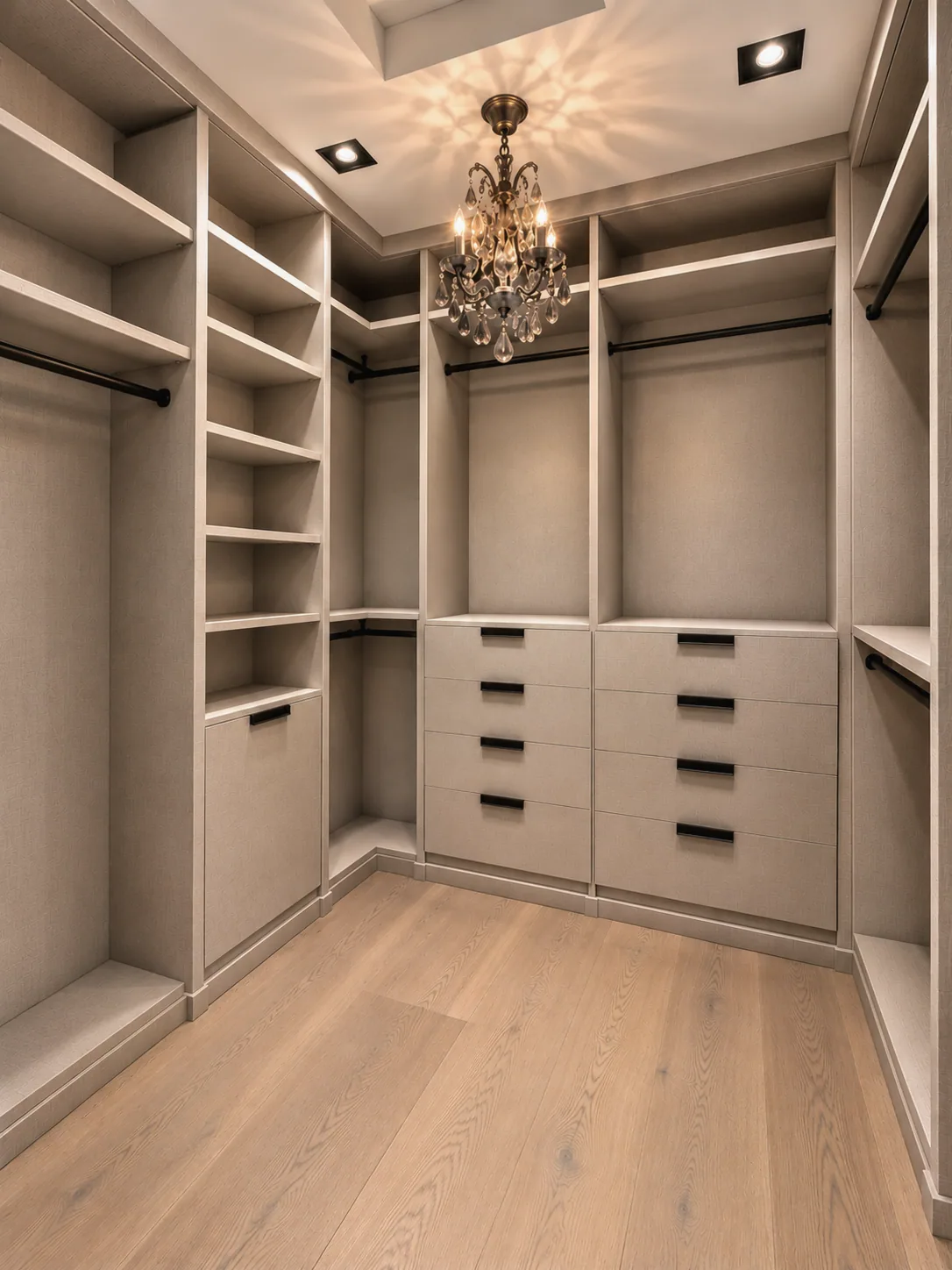 Luxurious Symmetrical Walk-In Closet
