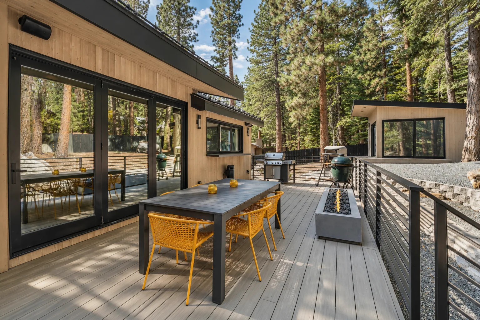 Modern Forest Cabin Deck Retreat