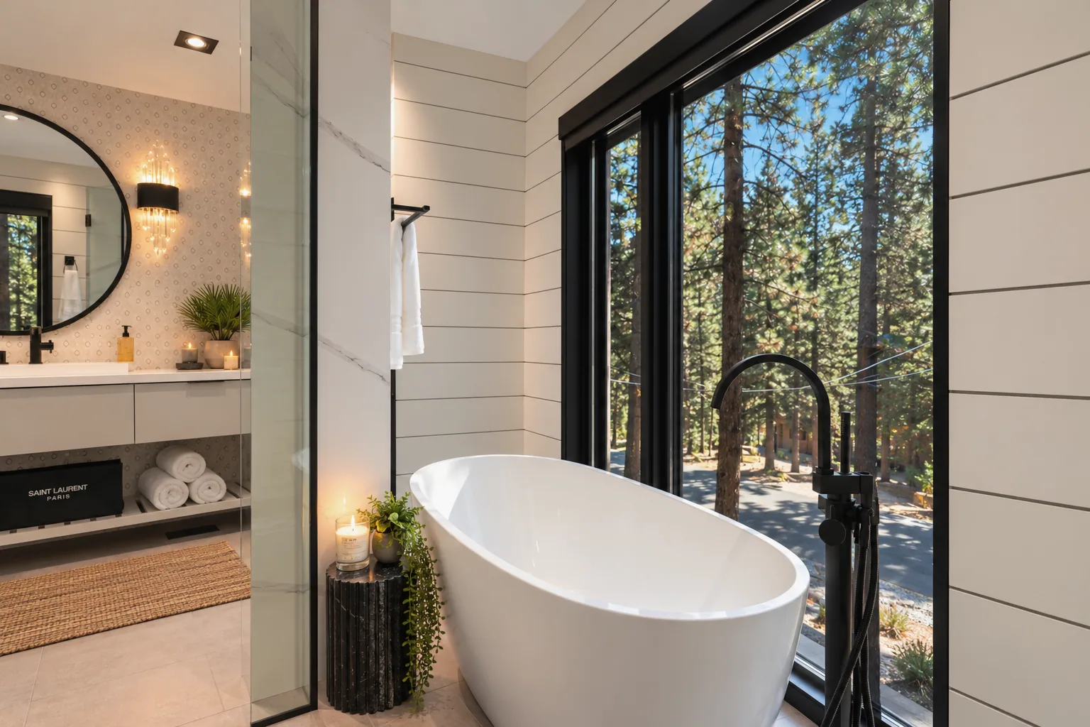 Modern Forest View Spa Bathroom