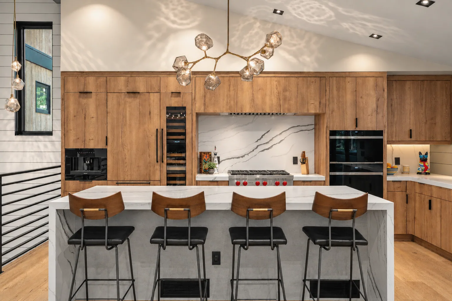Modern Luxury Kitchen with Sculptural Lighting