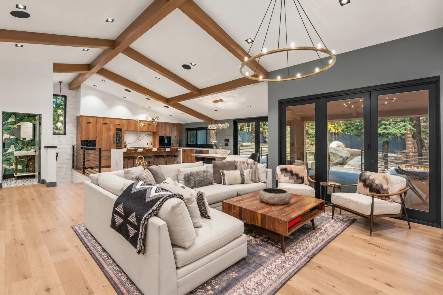 Modern Rustic Living Room and Kitchen