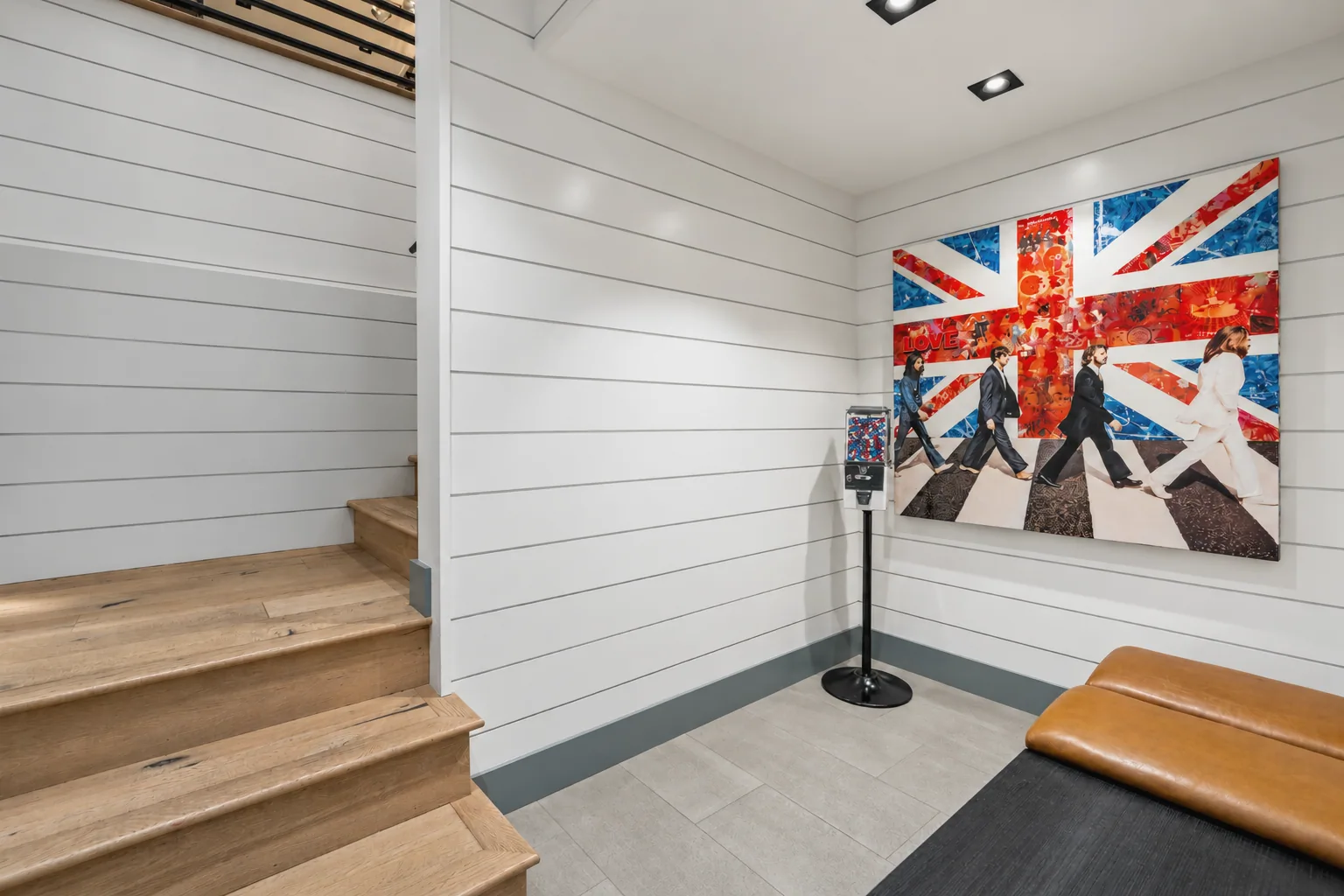 Modern Shiplap Landing with Pop Art ENTRY FROM GARAGE