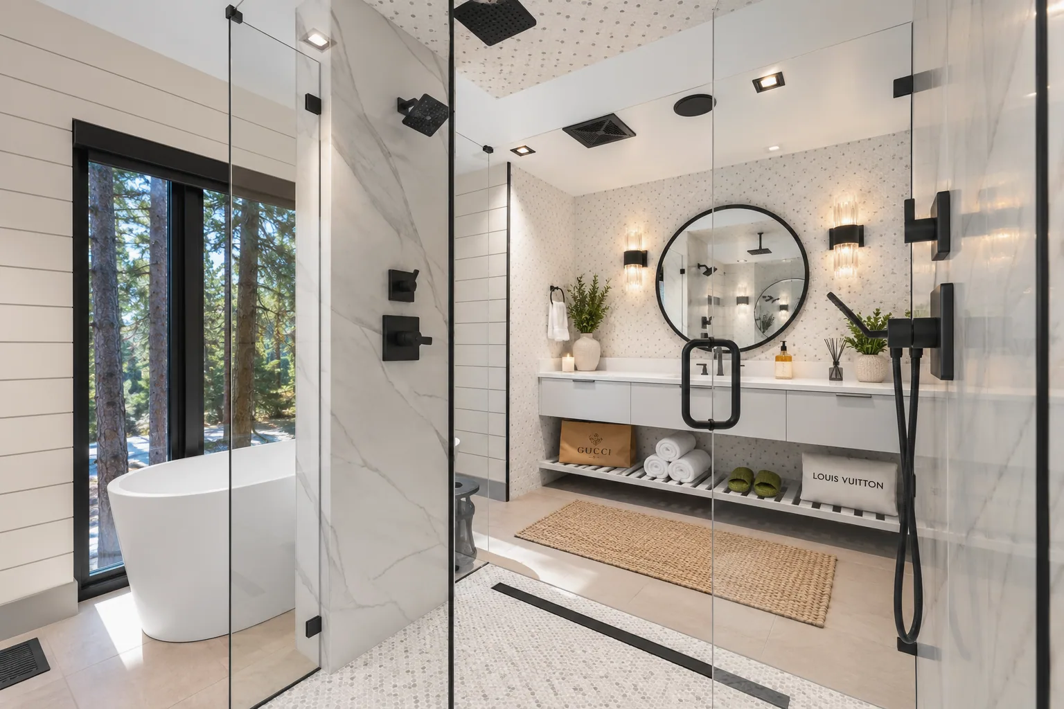 Spa Bathroom with Forest Views