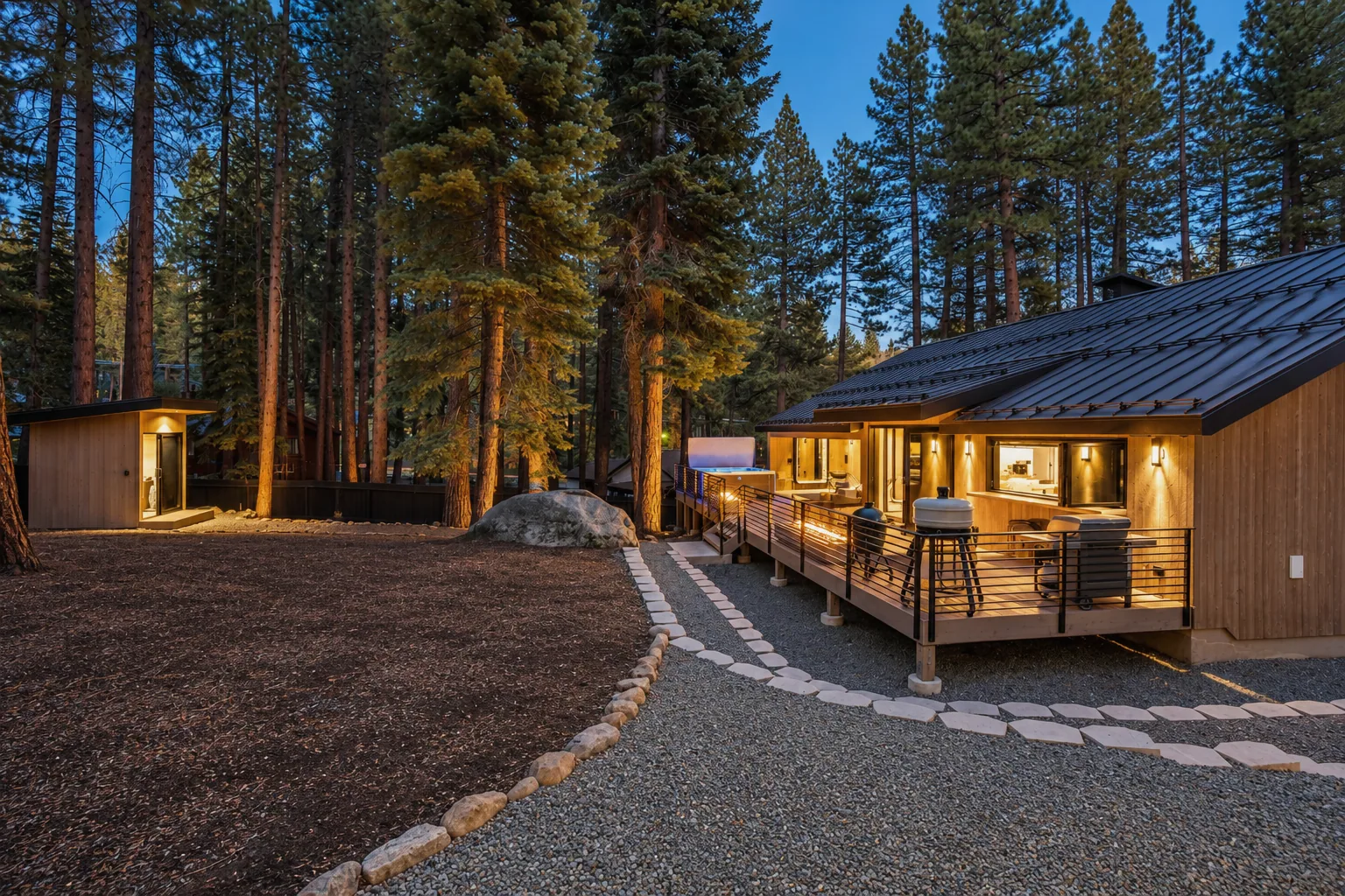 Warm Twilight Forest Cabin Retreat